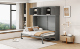 Full Size Murphy Bed Wall Bed with Top Cabinets,Gray