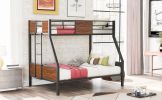 Twin-over-full bunk bed modern style steel frame bunk bed with safety rail, built-in ladder for bedroom, dorm, boys, girls
