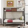 Twin-over-full bunk bed modern style steel frame bunk bed with safety rail, built-in ladder for bedroom, dorm, boys, girls